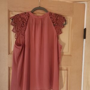 Express Pink Lace Sleeve Blouse